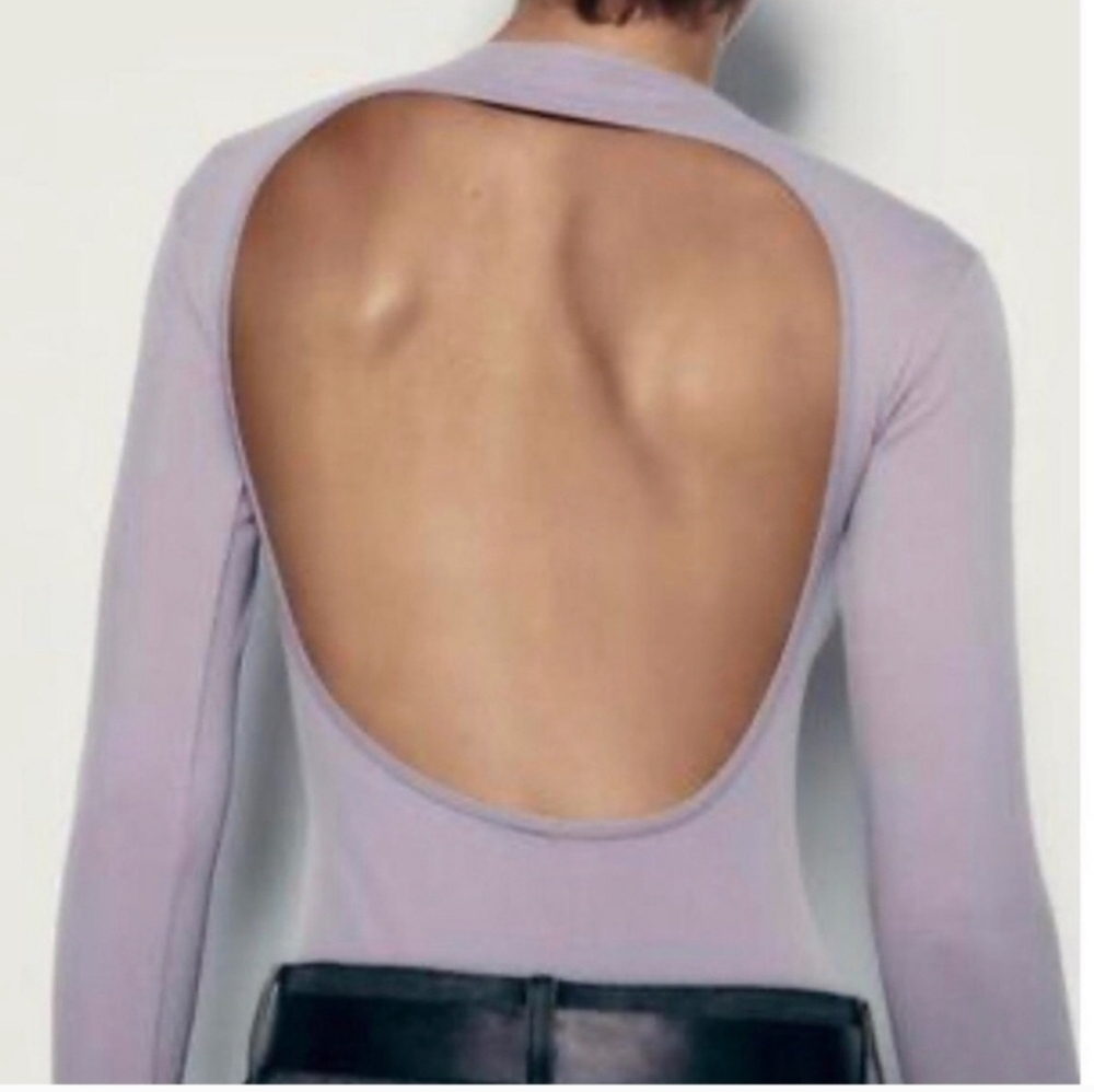Zara Limitless Contour Collection Lilac open back bodysuit M/L